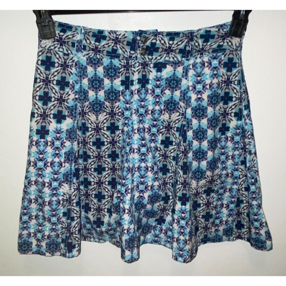 Athleta Skort Style #841298 Women's Sz 2 Skirt Lined Floral Gray Blue Geometric